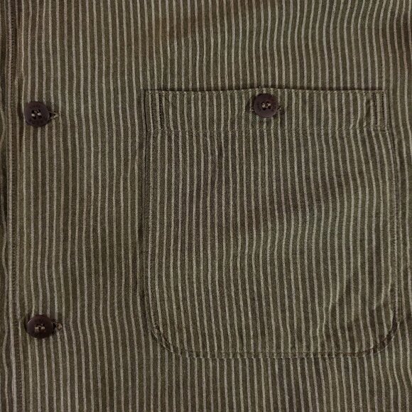 Zegna Sport Mens Medium Double Pockets Striped LS Button Up Shirt Made in Italy - Picture 5 of 14